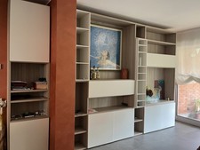 libreria bianca e legno usata componibile