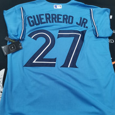 Maglia Vladimir Guerrero Jr. #27 TOR blu chiaro base fresca cucita cucita.