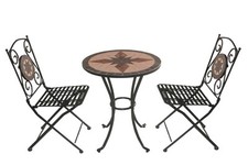 SET TAVOLO MOSAICO DA GIARDINO CON 2 SEDIE PIEGHEVOLI IN FERRO ARREDO ESTERNO IT