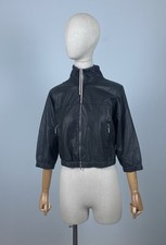 RIVAMONTI Giacca di pelle nera da donna di design leggera con zip intera taglia S