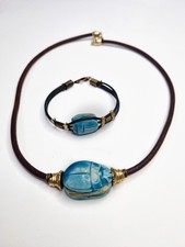 Set Collana E Bracciale Vintage Con Scarabeo Egizio 