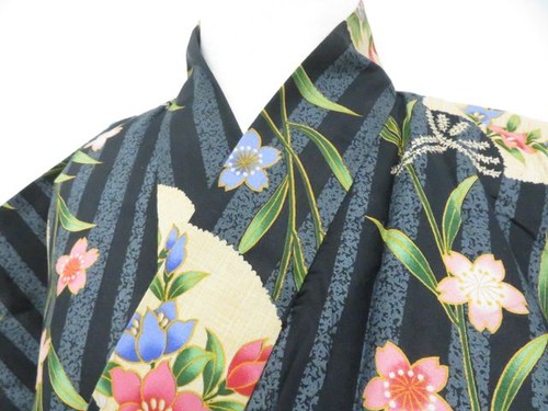 Kimono giapponese yukata nero - kimono,