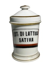 Antico barattolo vaso porcellana farmacia ottocento Ginori lattuga Sativa