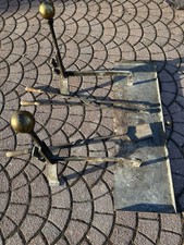 set attrezzi per camino in ottone e ferro 5 pezzi di artigianato Fiorentino