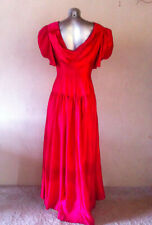 Abito donna da sera lungo scollato rosso vintage america tessuto raso tg44