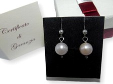 Orecchini con Pendenti in Perle e argento 925 da donna di placcato oro bianco a