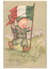 Mariapia? cartolina d'epoca bambino divisa militare bandiera italiana