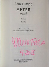 Anna Todd firmata After Truth firma originale autografo firma signature