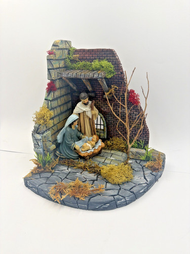 Presepe artigianale con grotta - con,