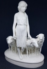 Porcelain Statue Elbogen Loket Czech Art Déco Royal Dux Adolf Persch Shepherdess