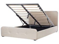 Letto Imbottito Tessuto Beige