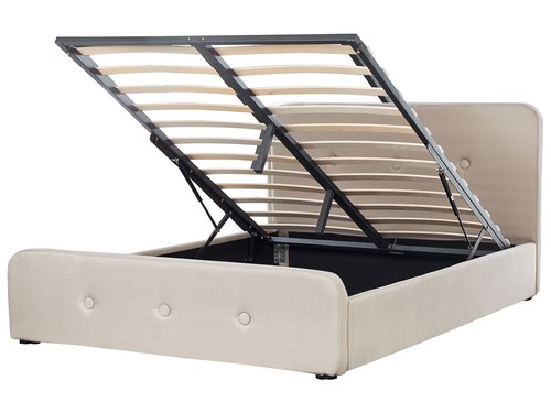 Letto imbottito tessuto beige - letto,