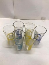 N.6 BICCHIERI VINTAGE IN VETRO COLORATI GIALLO BLU AZZURRO BIANCO