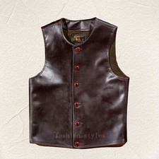 Gilet uomo retrò gilet pelle di cavallo cerata stile vintage americano