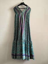 Abito Lungo Donna Geometrico Base Verde Smeraldo. As Mpia Scollatura Sulla...