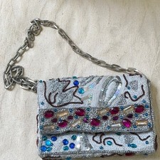 Borsa donna CHRISTIANA impreziosita in argento e perline multicolore