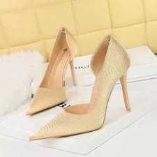 Decolte Scarpe Donna Tacco 10.5 cm Beige Raso Eleganti Pelle Sintetica 85862
