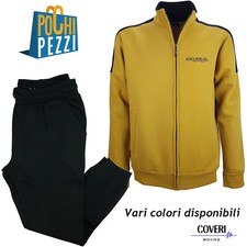 Tuta da ginnastica uomo completa felpata con cerniera zip pesante blu COVERI M L