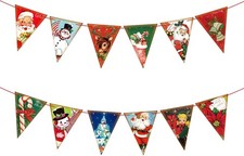 Striscione natalizio vintage, triangolo natalizio di carta 19,6 piedi multicolore-natale 
