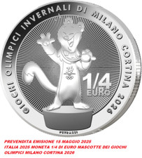 ITALIA 2025  1/4 EURO MASCOTTE-GIOCHI OLIMPICI INVERNALI MILANO CORTINA 2025/26