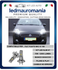 KIT LED FIAT PUNTO MK3 III 188 70W H7 12V LUCI 6000K 12000 LUMEN CANBUS PAVIA