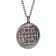 AGLA Sigillo della Fortuna Ciondolo Ruota 22" Collana Salomone Talismano Antico Simbolo