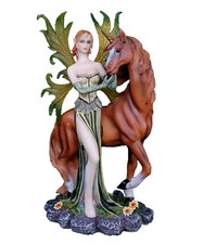 Les Alpes 043 409 Fate Wildspirit "Fata in Piedi con Unicorno Marrone"