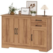 HOMCOM Credenza Cucina 2 Cassetti e 2 Armadietti con Ripiani Regolabili Rovere
