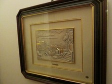 Quadro Bassorilievo Argento con Finiture in Oro dal Titolo  "Paesaggio"
