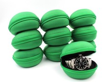 10 Porta Orologi Rotonde Rigide Verdi Ottima Qualità Travel Box Antiurto Promo