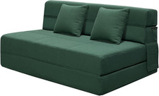 Divano Letto Futon Pieghevole 203 × 152 Cm, Futon Con Cotone Di Memoria E 2 Cusc