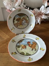 Thun Cecoslovacchia Porcellana Piatto e Ciotola per Bambini Pollo, Anatra, Cane e Gatto