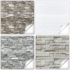 12 PIASTRELLE MURALI ADESIVE BIANCHE MATTONI 3D SCHIUMA IMPERMEABILE TAGLIABILE