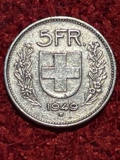 1949-B Svizzera 5 Franchi - .835 Argento - 0,7234 oz ASW - XF Dettaglio