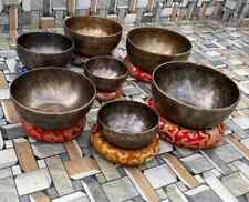 Set di ciotole tibetane sintonizzate sulla luna piena 4-8" con frequenza...