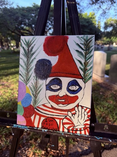 Pogo clown 9x12 dipinto - clown,