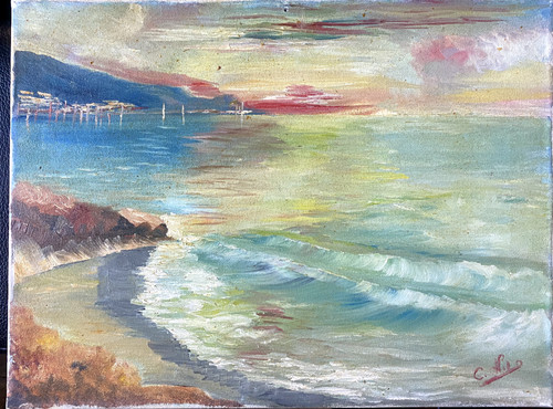 Dipinto olio spiaggia mare - spiaggia,