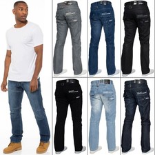 Jeans uomo Enzo gamba dritta regular fit pantaloni denim tutti i taglie vita UK
