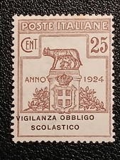 1924 REGNO ENTI PARASTATALI VIGILANZA OBBLIGO SCOLASTICO 25 C  MNH ** SASSONE 69