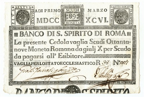 Scudi cedola banco santo - 89,