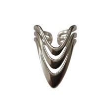 Anello chiodo argento sterling fatto a mano regolabile punta lunga design chevron 925