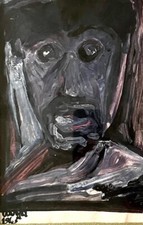 SEBASTIANO CARTA, TEMPERA SU CARTA 1945 PERIODO ESPRESSIONISTA CON CORNICE