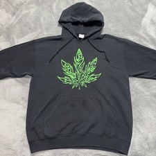 Felpa con cappuccio vintage foglia erba grande Jerzees NuBlend Tribal Twomp marijuana 420