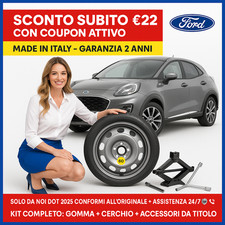 💥Ruotino Di Scorta 5Fori Da 17 Ford Puma Con Kit Cric Crick + Chiave Dot2025