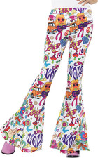 Pantaloni a Zampa D'Elefante Groovy Anni '60, Da Donna, Multicolore Halloween