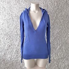 FELPA CAPPUCCIO MAGLIONE DONNA PULLOVER BLU COBALTO SCOSSO PROFONDO