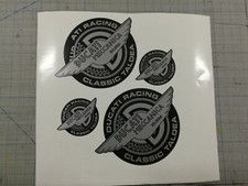 4 Adesivi Stickers DUCATI RACING TALDEA Meccanica Vintage SILVER & Black 