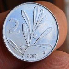 Moneta 2 Lire Ulivo 2001 Roma NC Fior Di Conio Repubblica Italiana Lotto 391 