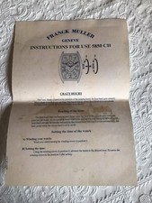 Foglio Istruzioni Franck Muller Crazy Hours 5850 CH