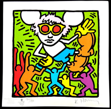 Keith Haring Litografia 'Andy Mouse' COA originale firmata numerata a mano